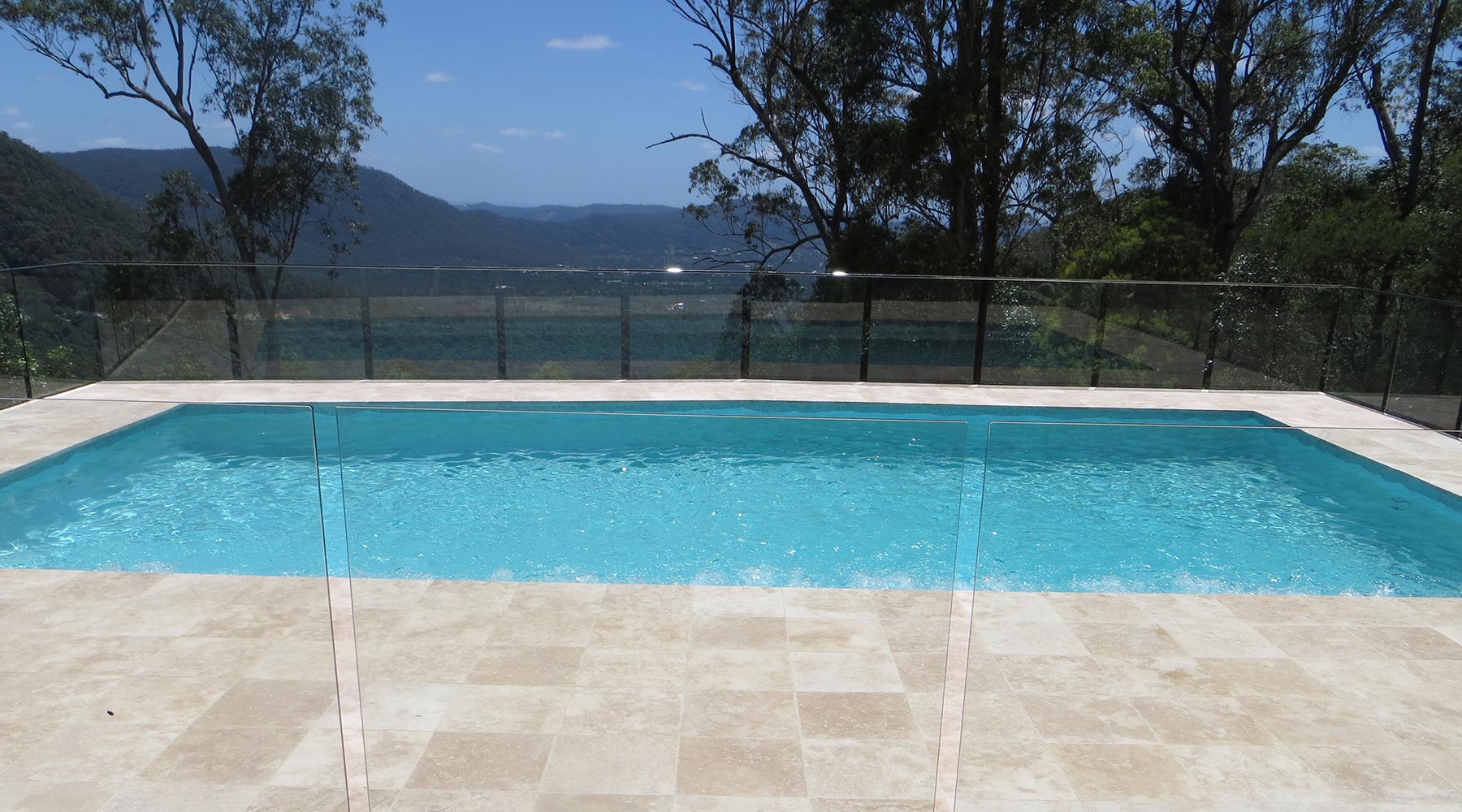 Concrete pool travertine